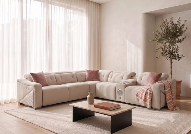 Ohio Beige Electric Corner Recliner Sofa