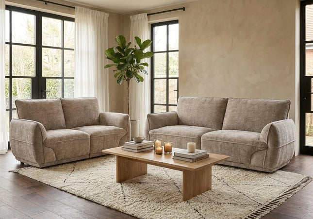 Angelo 3+2 Fabric Sofa Set – Beige