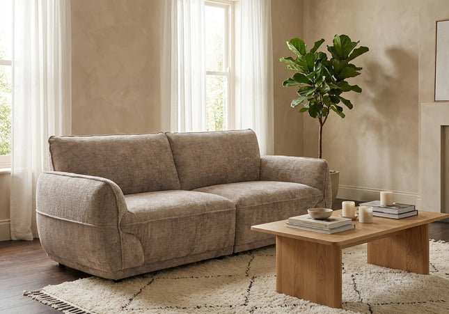 Angelo 3 Seater Fabric Sofa – Beige