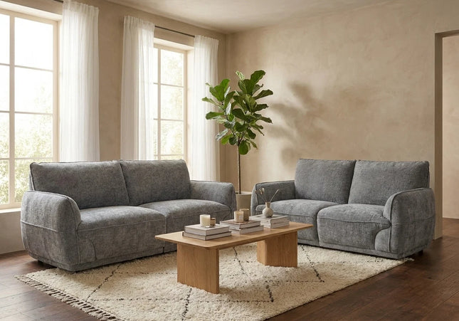 Angelo 3+2 Fabric Sofa Set – Grey
