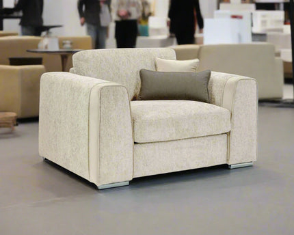 Naples Armchair - ivory, upholstered in soft chenille fabric for ultimate comfort. Featuring removable seat and back cushions with removable covers, Fabric band detail around the arm of the sofa