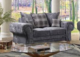 Verona 2 seater Pillow Back - Grey foam-filled cushions and soft polyester fabric. button detail on the large square arms