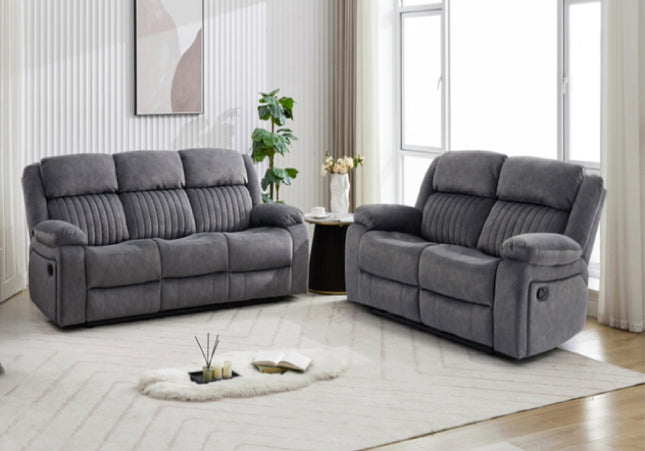 Morgan Manual Recliner 3+2 seater - Slate grey, Pocket sprung seats for added comfort.