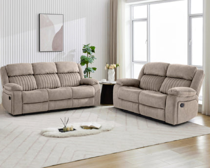 Morgan Manual Recliner 3+2 seater - Taupe, Pocket sprung seats for added comfort.