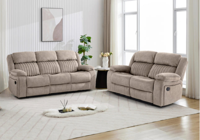 Morgan Manual Recliner 3+2 seater - Taupe, Pocket sprung seats for added comfort.