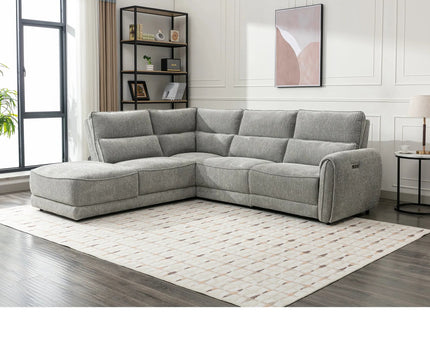 Nora Power Recliner Left Hand Chaise Corner In Grey