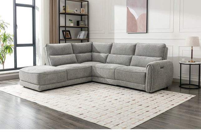 Nora Power Recliner Left Hand Chaise Corner In Grey