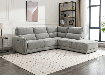 Nora Power Recliner Right Hand Chaise Corner In Grey