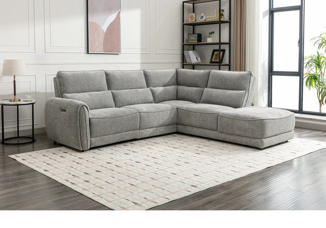 Nora Power Recliner Right Hand Chaise Corner In Grey