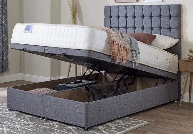 Small Cobbled Headboard Ottoman Divan Bed