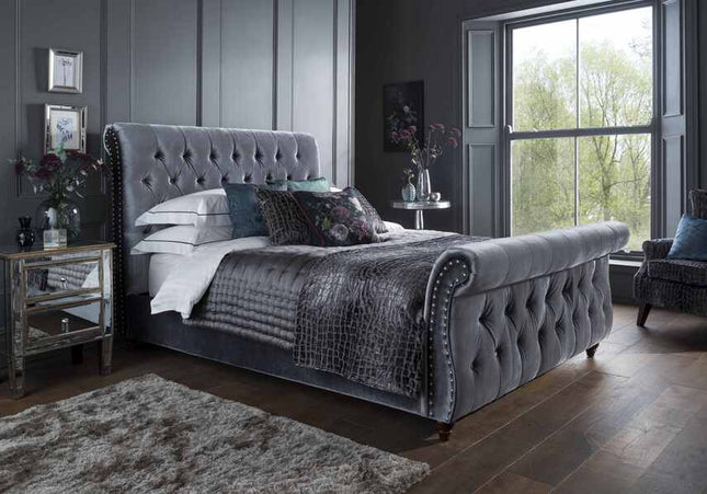 Sleigh Bed Bundle - Titanium Grey - Double or King Size