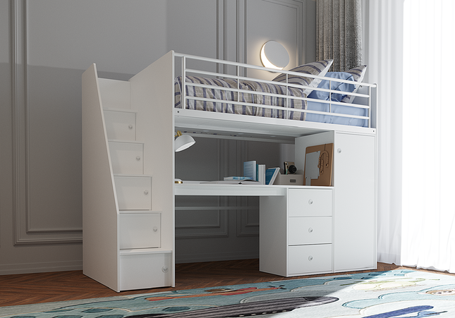 Dakota White High Sleeper Bed Bundle