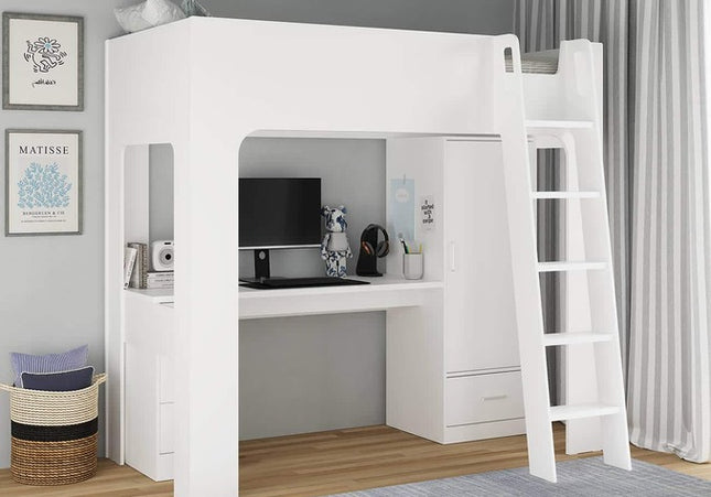 Eden White High Sleeper Bed Bundle