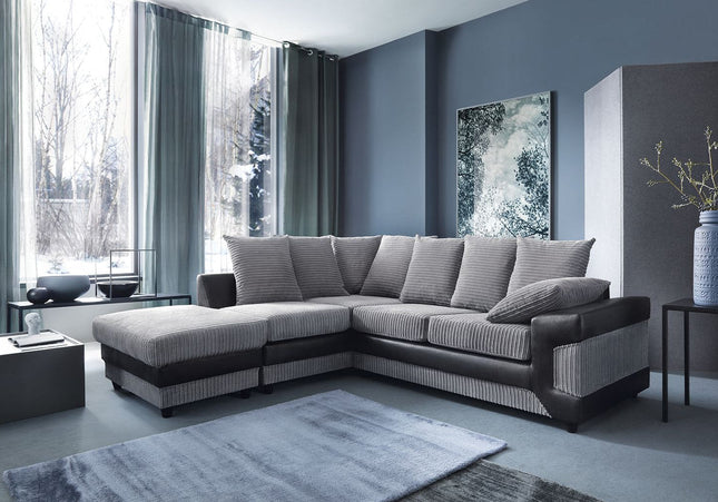 Dino Left Hand Chaise Corner Sofa In Grey