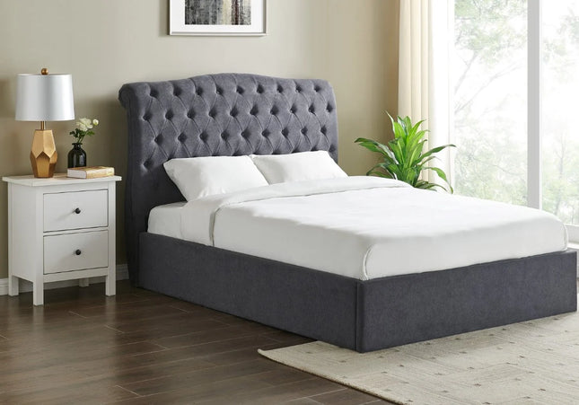 Rosa Ottoman Bed - Single - Double Or King Size - Dark Grey