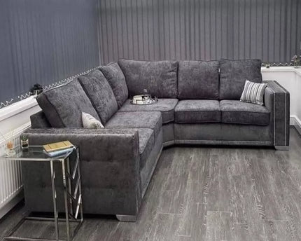 Bentley 2c2 Seat Sofa Set - Charcoal With soft polyester upholstery and luxury foam cushions,Pin button detailing arms