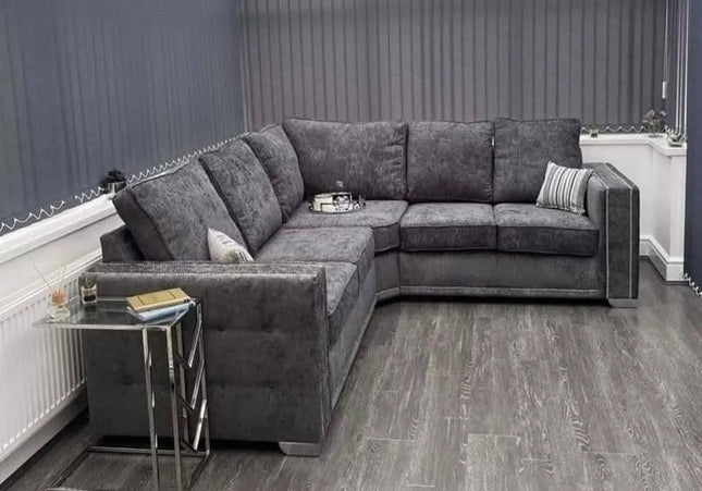 Bentley 2c2 Seat Sofa Set - Charcoal With soft polyester upholstery and luxury foam cushions,Pin button detailing arms