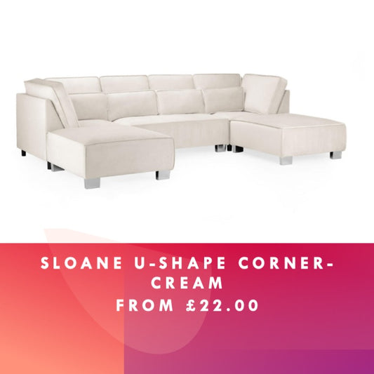 Sloane U- Shape Corner Sofa - Cream