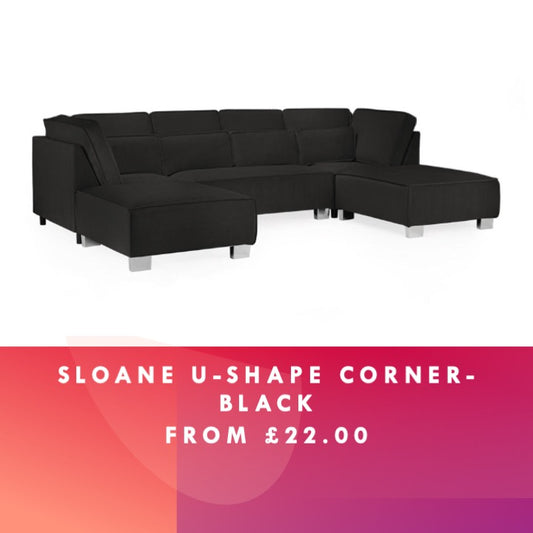 Sloane U- Shape Corner Sofa - Black