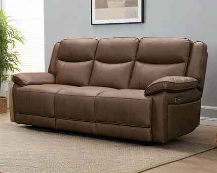 Torino Power Recliner 3 Seater In Chestnut