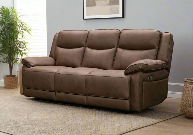 Torino Power Recliner 3 Seater In Chestnut