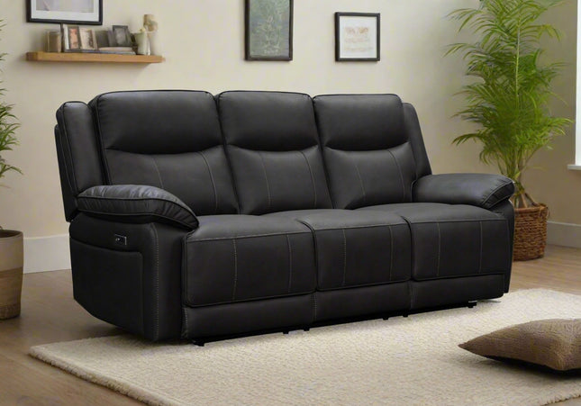 Torino Power Recliner 3 Seater In Pewter Grey