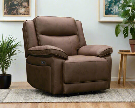 Torino Power Recliner Armchair In Chestnut