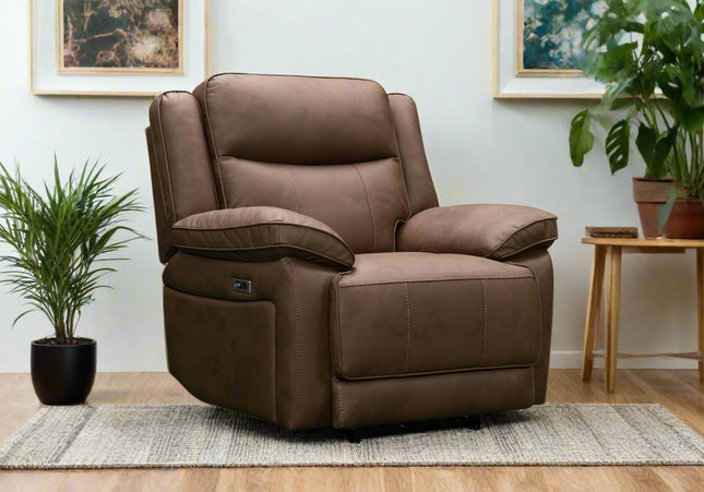 Torino Power Recliner Armchair In Chestnut