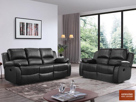 Sienna 3+2 Seat Manual Reclining Sofa - Black