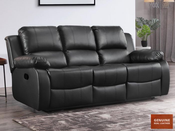 Sienna 3 Seater Manual Reclining Sofa - Black