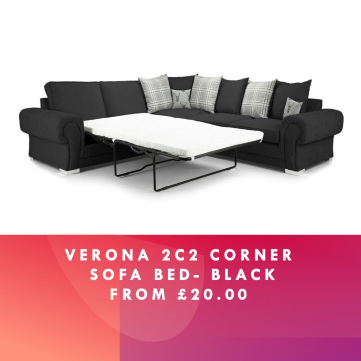Corner Sofa Bed - Verona 2c2 - Black