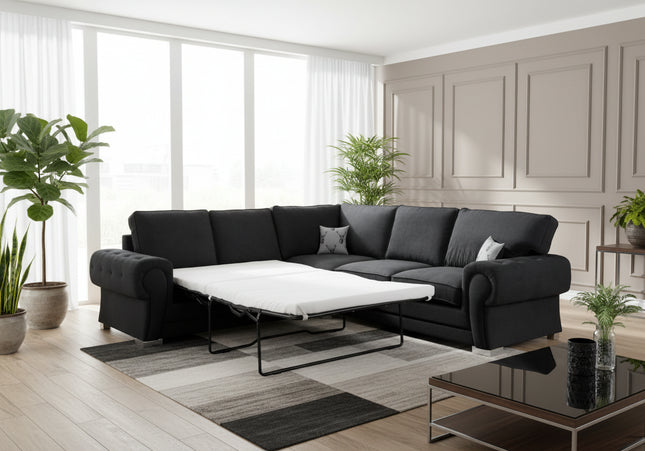 Gray corner sofa with a pull-out bed 