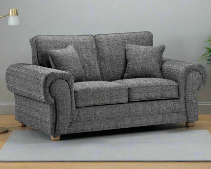Wilcot 2 seater - Grey, soft polyester upholstery and plush cushions, large square comfy armrest