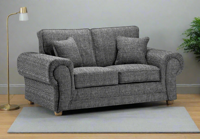 Wilcot 2 seater - Grey, soft polyester upholstery and plush cushions, large square comfy armrest