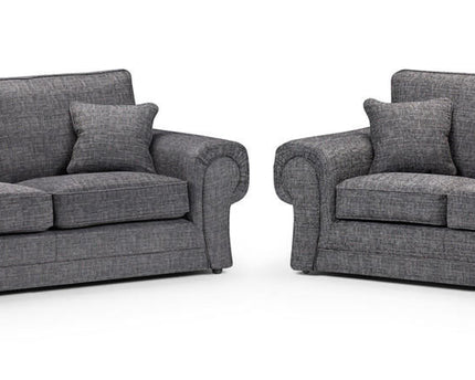 Wilcot 3+2 seater - Grey, soft polyester upholstery and plush cushions, large square comfy armrest
