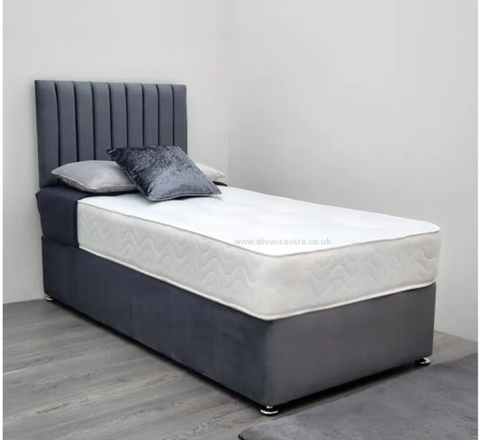Striped Headboard Single Divan Bed