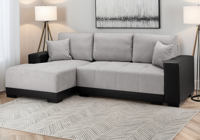 Cinema Sofa Bed Left Hand - Grey - Black