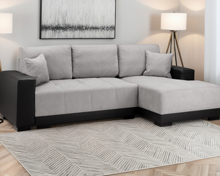 Cinema Sofa Bed Right Hand - Grey - Black