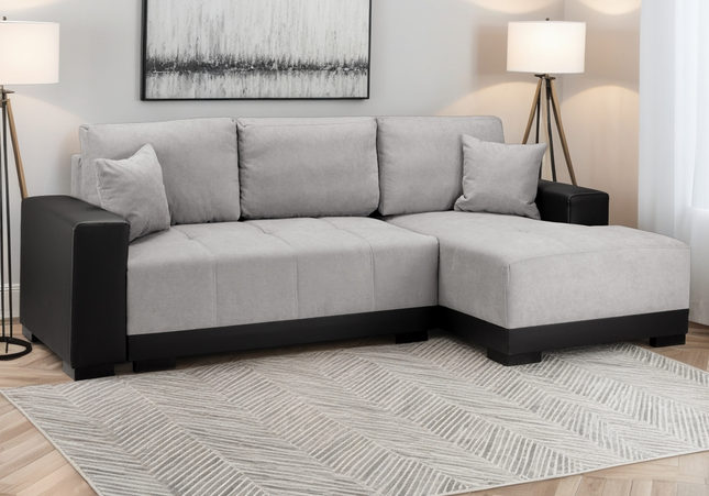 Cinema Sofa Bed Right Hand - Grey - Black